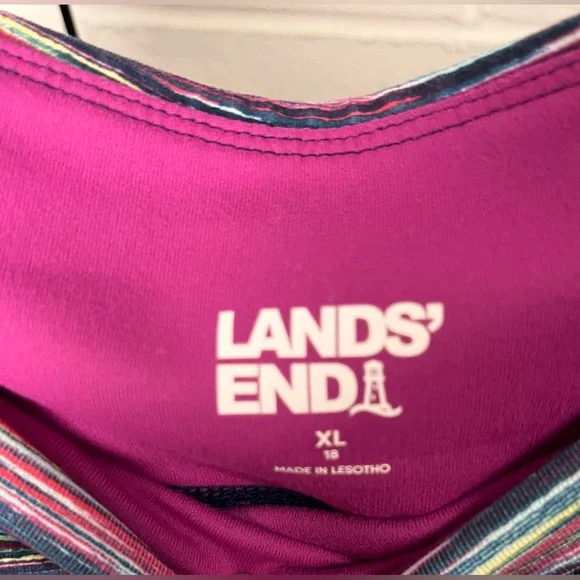 🌻$11 DEAL!🌻 Lands' End Multicolor Striped Athletic Shorts XL - Picture 4 of 4